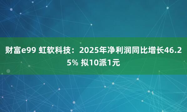 财富e99 虹软科技:2025年净利润同比增长46.25% 拟10派1元