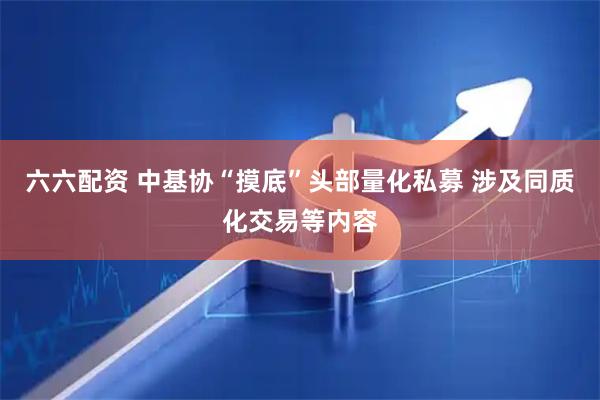 六六配资 中基协“摸底”头部量化私募 涉及同质化交易等内容