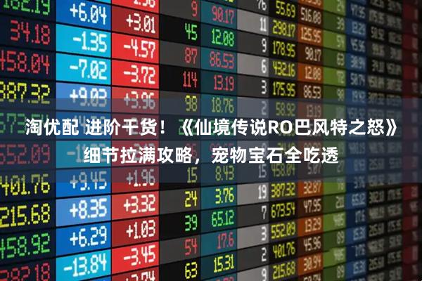 淘优配 进阶干货！《仙境传说RO巴风特之怒》细节拉满攻略，宠物宝石全吃透