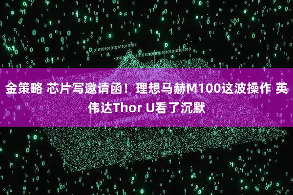 金策略 芯片写邀请函!理想马赫M100这波操作 英伟达Thor U看了沉默