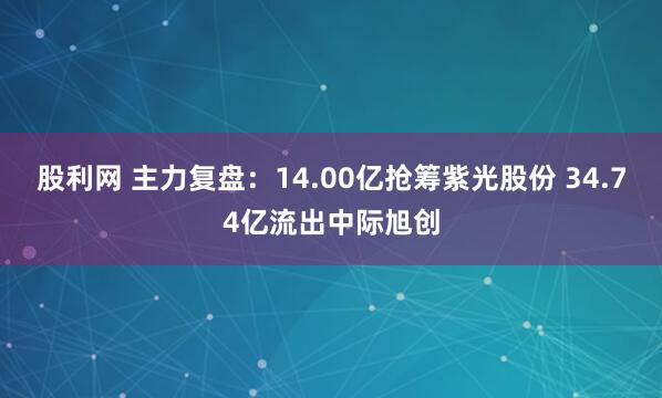 股利网 主力复盘：14.00亿抢筹紫光股份 34.74亿流出中际旭创
