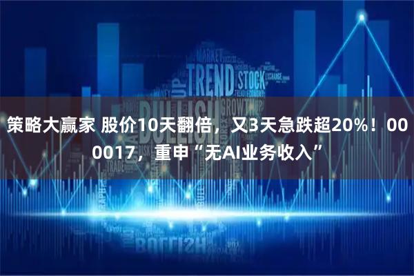 策略大赢家 股价10天翻倍，又3天急跌超20%！000017，重申“无AI业务收入”